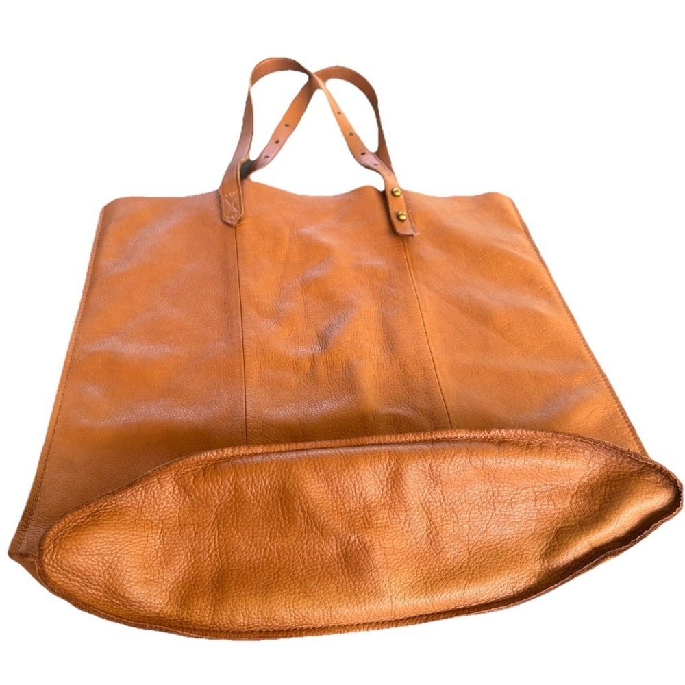 Madewell McCarren Leather Tote Caramel Shoulder Bag Double Strap Minimalist - Picture 4 of 7